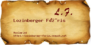 Lozinberger Fóris névjegykártya